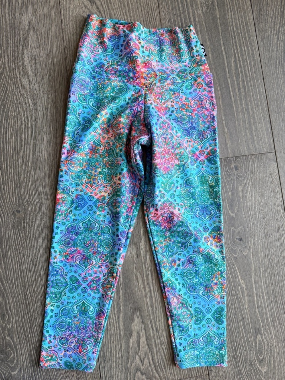 Exotica Teal Multicolor Paisley Mandala Print High Waist Leggings